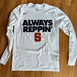 Nike Syracuse White Long Sleeve with Black and Red Graphic